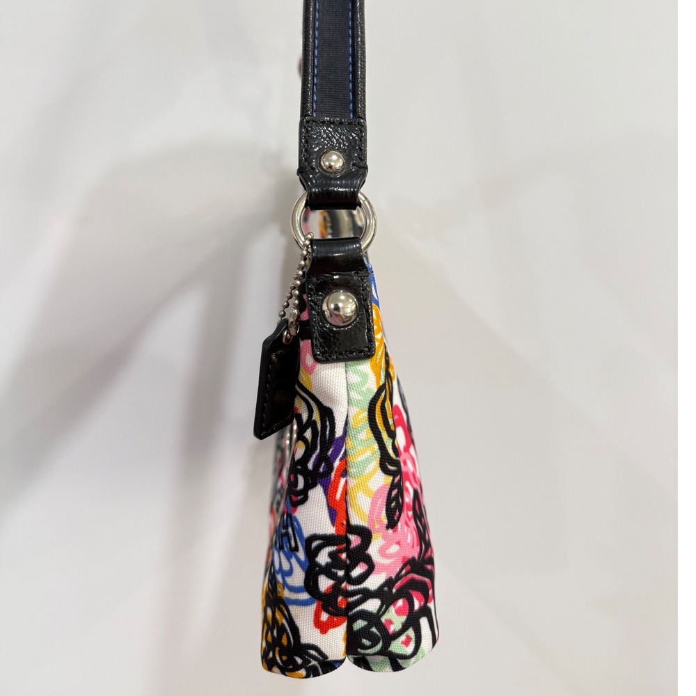 Coach Poppy Graffiti Floral Canvas‎ Shoulder Bag Y2K McBling Rare - Picture 6 of 11